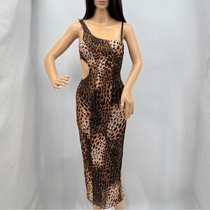 Dolls Kill Capsulle Retro Y2K Leopard Animal Print Cut Out Bodycon Party Dress